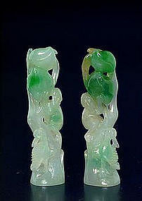 Pair Chinese Jade Jadeite Peach Tree Seal Christies