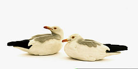 2 Old Japanese Studio Seagull Okimono Tozan