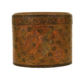 17C Chinese Tianqi Lacquer Round Box Phoenix Bird